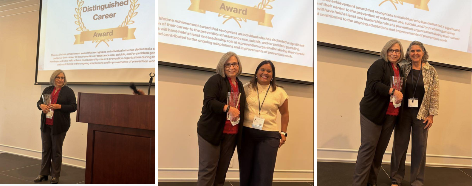 jenn sussman and the person in the patterned jacket is the Deputy Commissioner of DMHAS DMHAS (Department of Mental Health and Addiction Services), Colleen Harrington, and the person in the yellow sweater is Sarju Shah, Director of the DMHAS Prevention and Health Promotion Division, which funds CPES.